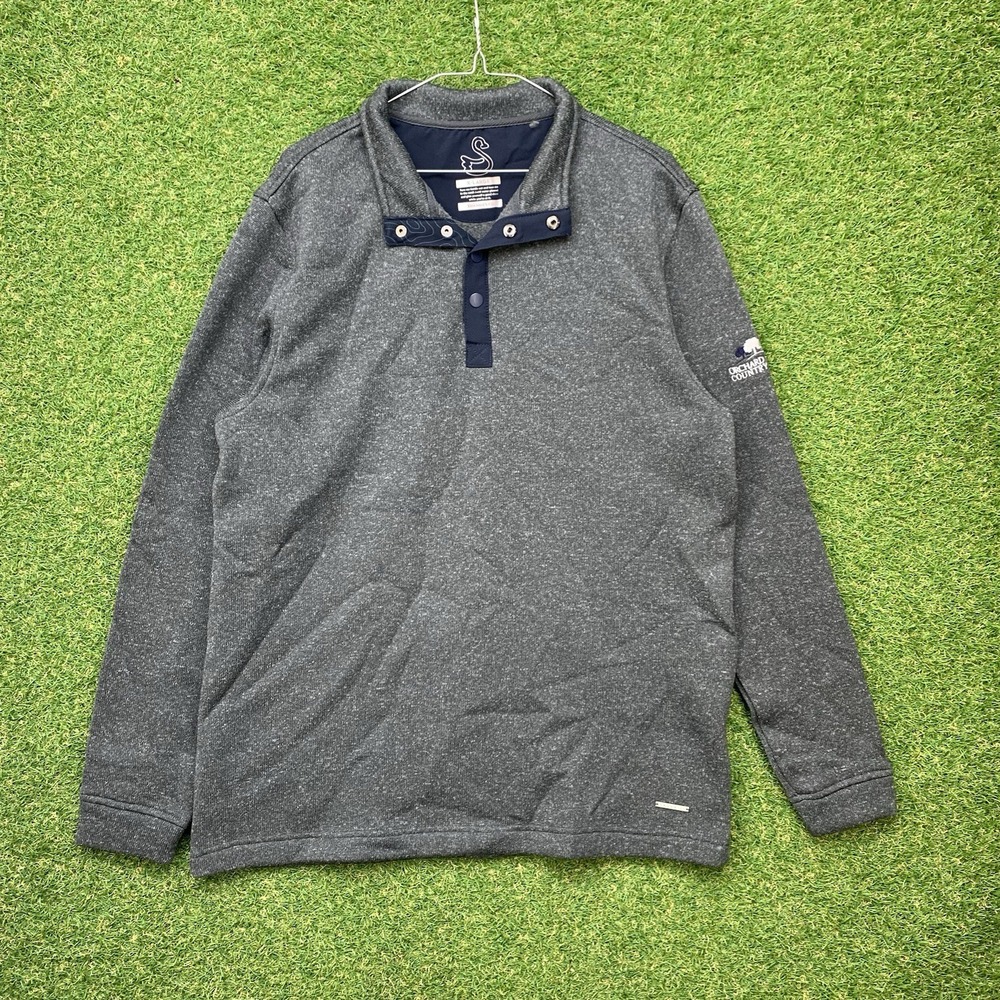Swannies Golf Pullover Fleece Mens XL Embroidered Logo Grey Henley Sweatshirt